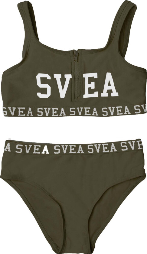Sportig Bikini Med Glidelås, Army Green, 120 - Badetøy