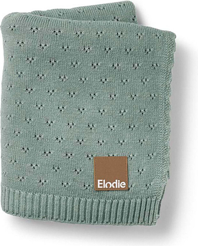 Elodie Pointelle-strikket Teppe 100x75, Pebble Green - Tekstiler