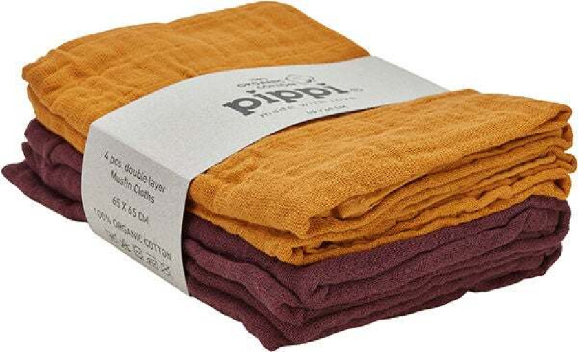 Musselinteppe 4-pack, Tortois - Gulpekluter & Babytepper - 100% Bomull