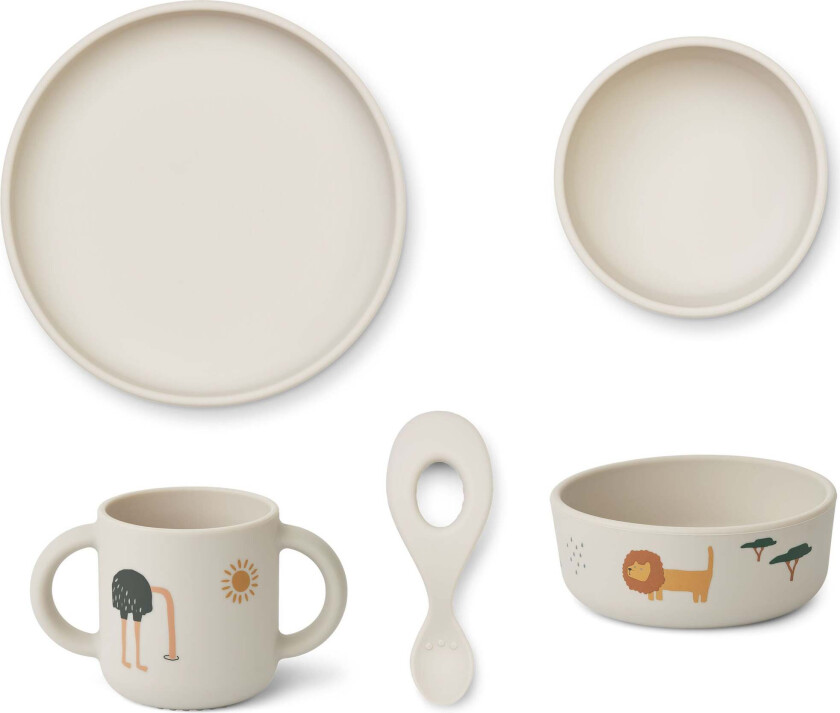 Vivi Mønstret Matsett Silikon, Safari Sandy Mix - Bestikk & Servering - Silikon