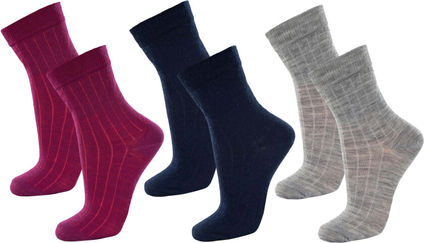 Sokker 3-pakning, Dark purplee, 16-19 - Sokker - Merinoull