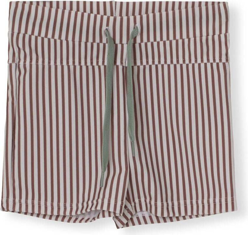MINI A TURE Gerryan Badeshorts, Acorn Brown Stripes, 122-128 - Badetøy