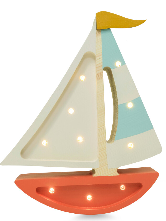 Lampe Seilbåt, Hvit/Rød - Nattlamper