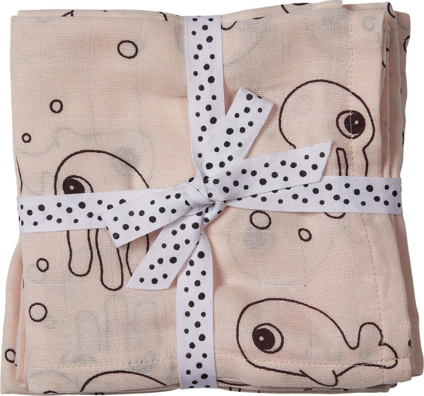 Swaddler Sea Friends 120x120 2-pack, Powder - Gulpekluter & Babytepper - Bomull