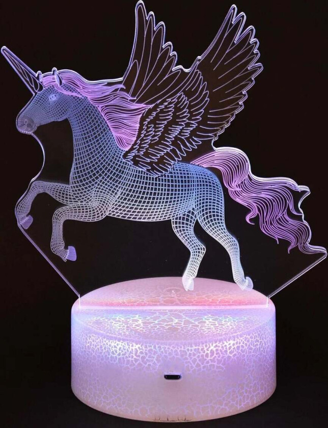 3D LED-lyspære Enhjørning med Fjernkontroll - Bordlamper - Plast