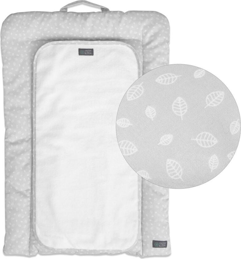 Vinter & Bloom Stellematte Nordic Leaf, Calm Grey - Stellematter - Bomull