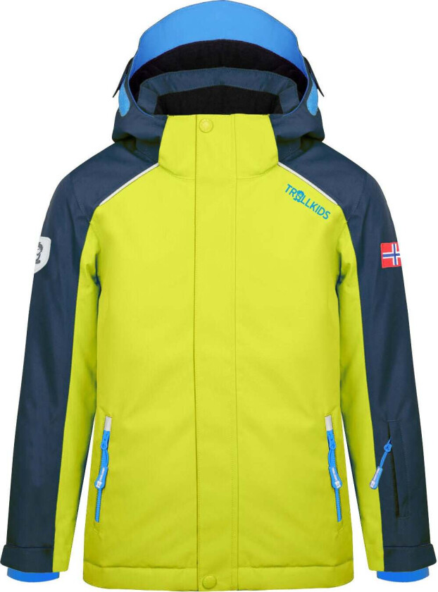 Holmenkollen PRO Vinterjakke, Navy/Lime/Azure Blue, Str. 128 - Barnejakker - 100% Polyester