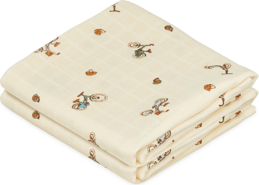 Musselintepper Mønstret 2-Pack, Bicycles - Gulpekluter & Babytepper - Bomull