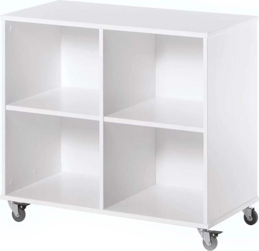 Bokhylle Med Hjul, Hvitt - Hyller & Skap - Tre