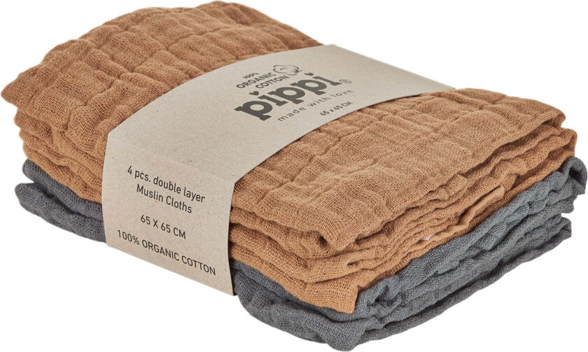 Musselinteppe 4-pack, Indian Tan - Gulpekluter & Babytepper - Bomull