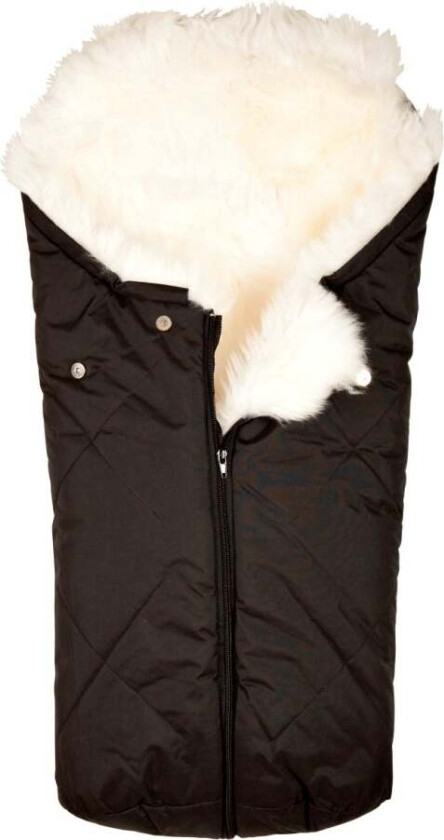 Lammeskinnspose Small Langhåret, Black/White - Lammeskinnsposer - Nylon