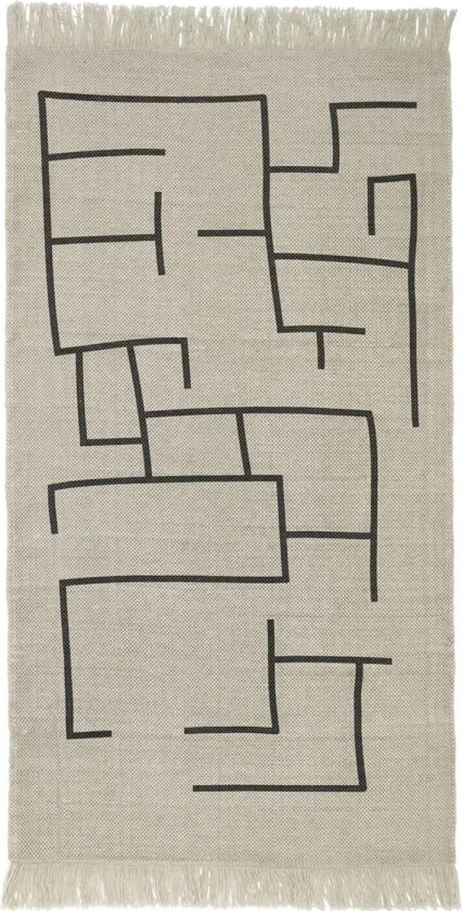 Kids Concept Geometrisk Gulvteppe 90x130, Grått - Tekstiler - 100% Bomull