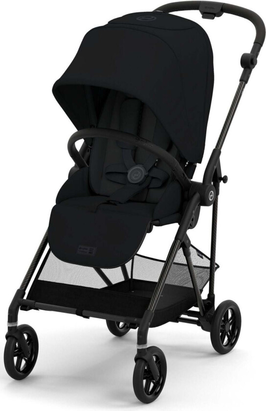 MELIO Carbon Sportsvogn, Moon Black - Vendbar Sittedel