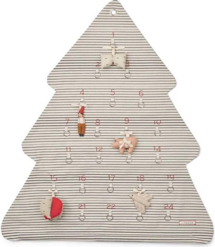Natalie Adventskalender, Stripes Sandy/Classic navy - Adventskalendere - Bomull