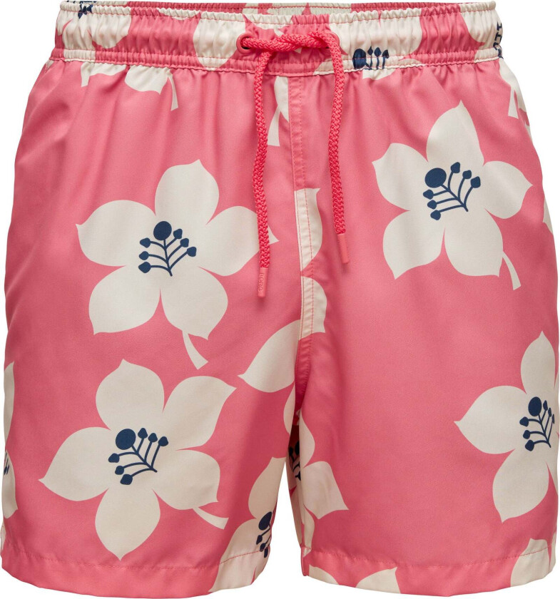 Kenny Badeshorts, Bb Graphic Floral Sunkist Coral, 134-140 - Badetøy - 100% Polyester