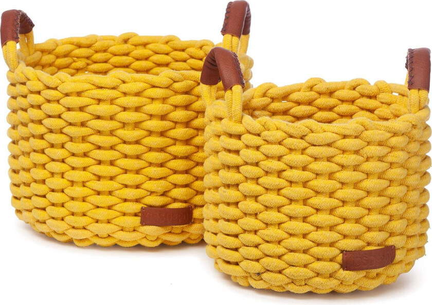 Korbo Oppbevaringskurv Medium 2-pack, Yellow - Kurver - Bomull
