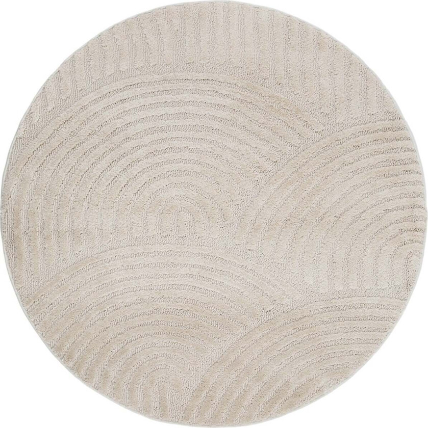 Doria Zen Rundt Gulvteppe 160, Hvit - Gulvtepper - Polyester