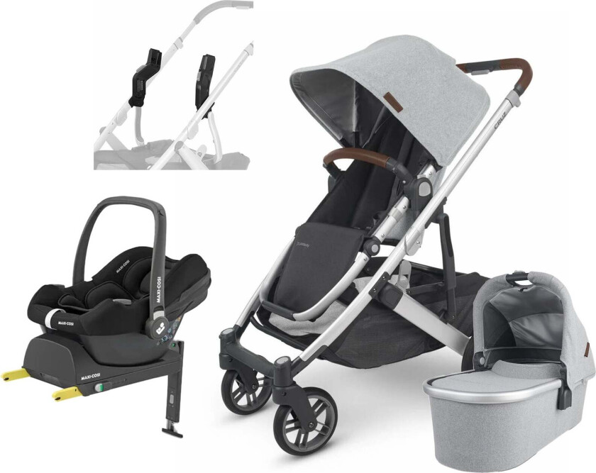 CRUZ V2 Duovogn inkl. Maxi-Cosi CabrioFix &  Base, Stella Grey -  Med Base