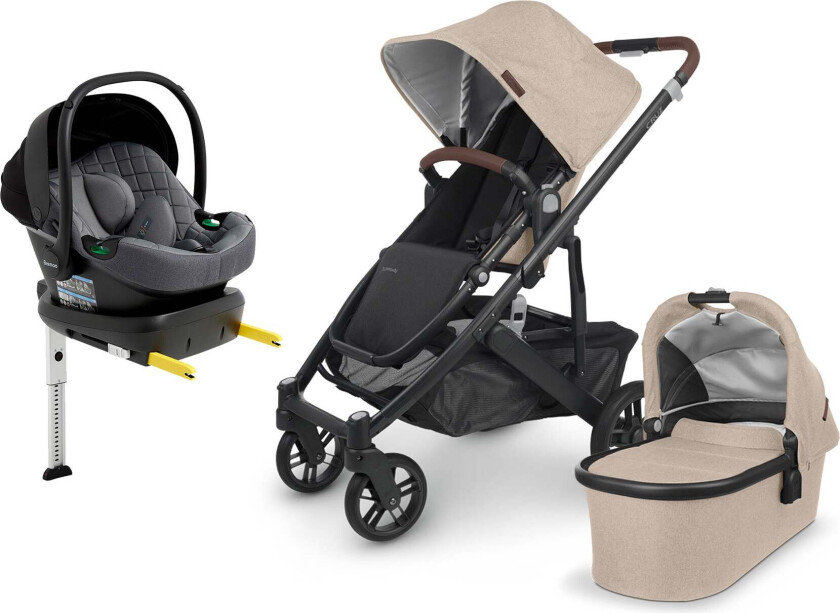 CRUZ V2 Duovogn inkl. Beemoo Route Babybilstol &  Base, Liam Beige/Mineral Grey -  Duovogner