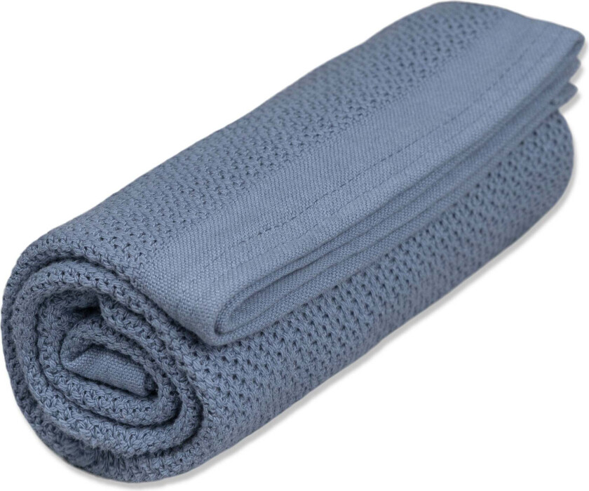 Vinter & Bloom Soft Grid Helseteppe, Denim Blue - Tekstiler - Bomull
