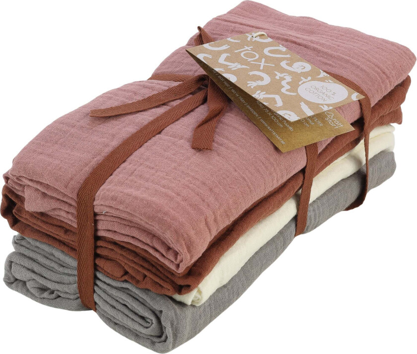 Musselinteppe 4-pack Tax, Rosa/Grå - Gulpekluter & Babytepper - Bomull