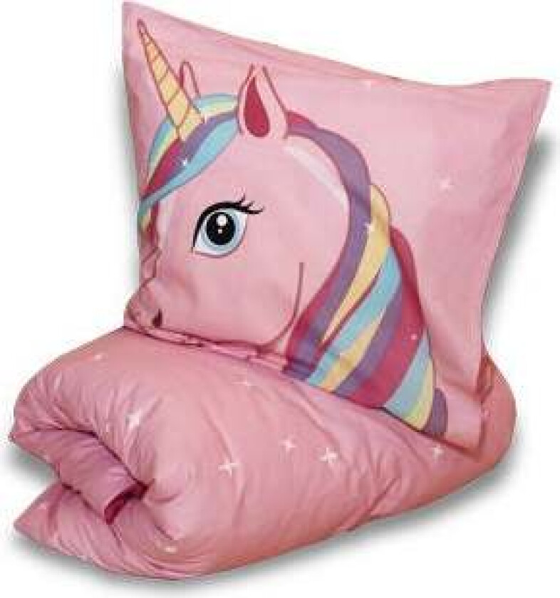 Enhjørning Sengesett 150x210, Rosa - Sengesett - 100% Bomull