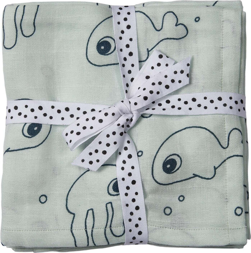 Swaddler Sea Friends 120x120 2-pack, Blue - Gulpekluter & Babytepper - Bomull