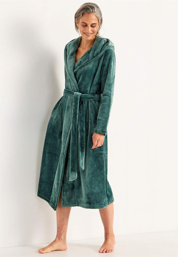 Morgenkåpe i fleece med hette
