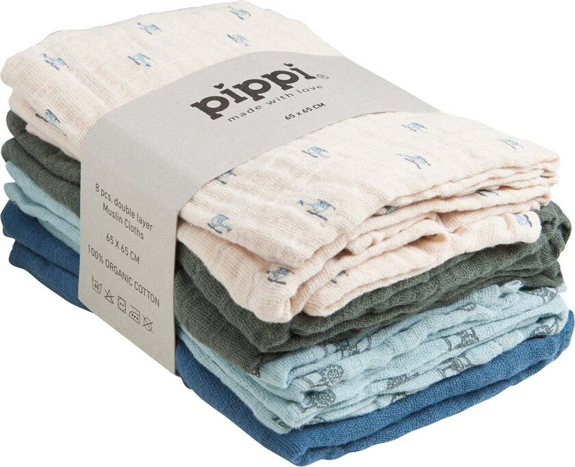 Musselinteppe 8-pakning, Gray Mist - Gulpekluter & Babytepper - Bomull