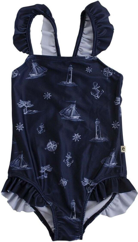 Badedrakt, Mønstret/Blått, 86-92 - Badetøy