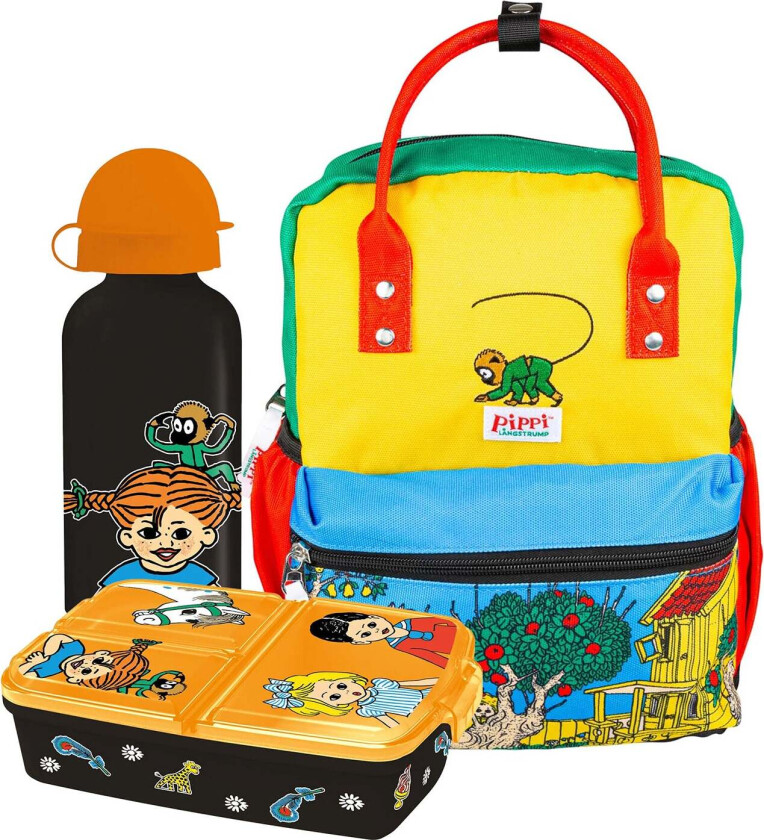 Ryggsekk 10L inkl Flaske & Matboks, Gul - Ryggsekker - 100% Polyester
