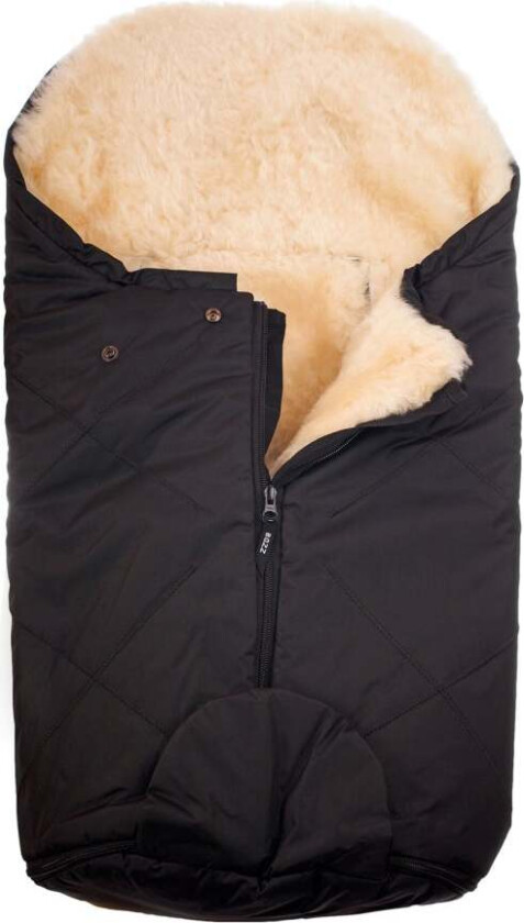 Lammeskinnspose Small Klipt, Black/Nature - Lammeskinnsposer - Nylon