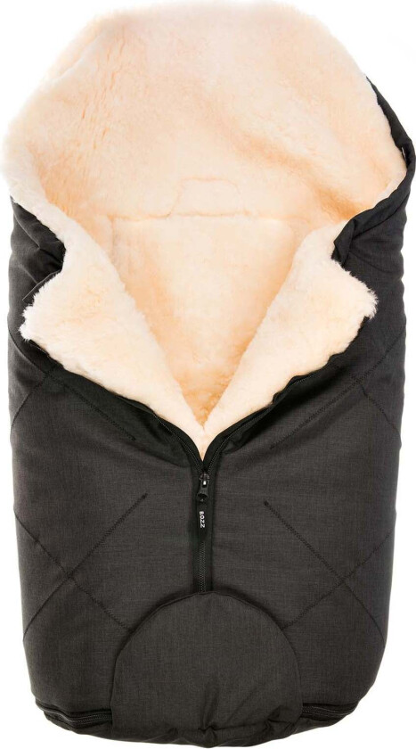 Lammeskinnspose Small Klipt, Black Melange/White - Lammeskinnsposer - Nylon