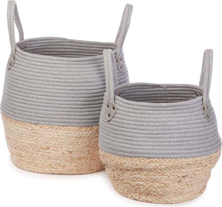 Kori Oppbevaringskurv 2-pack, Grey/Natural - Kurver - Bomull