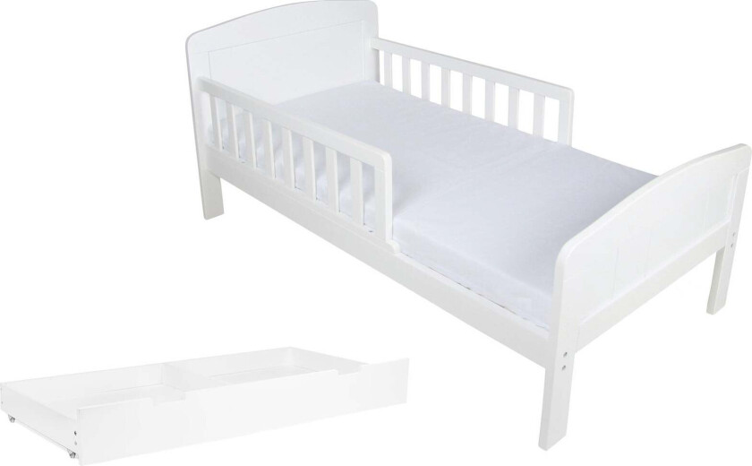 Dream Juniorseng 70x140 + Madrass Og Skuff, Hvit - Juniorsenger