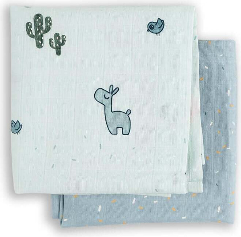 Bæresjal Lalee 2-pakning, Blue - Gulpekluter & Babytepper - Bomull