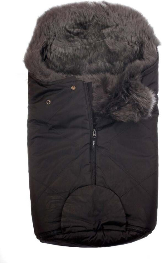 Lammeskinnspose Small Langhåret, Black/Grey - Lammeskinnsposer - Nylon