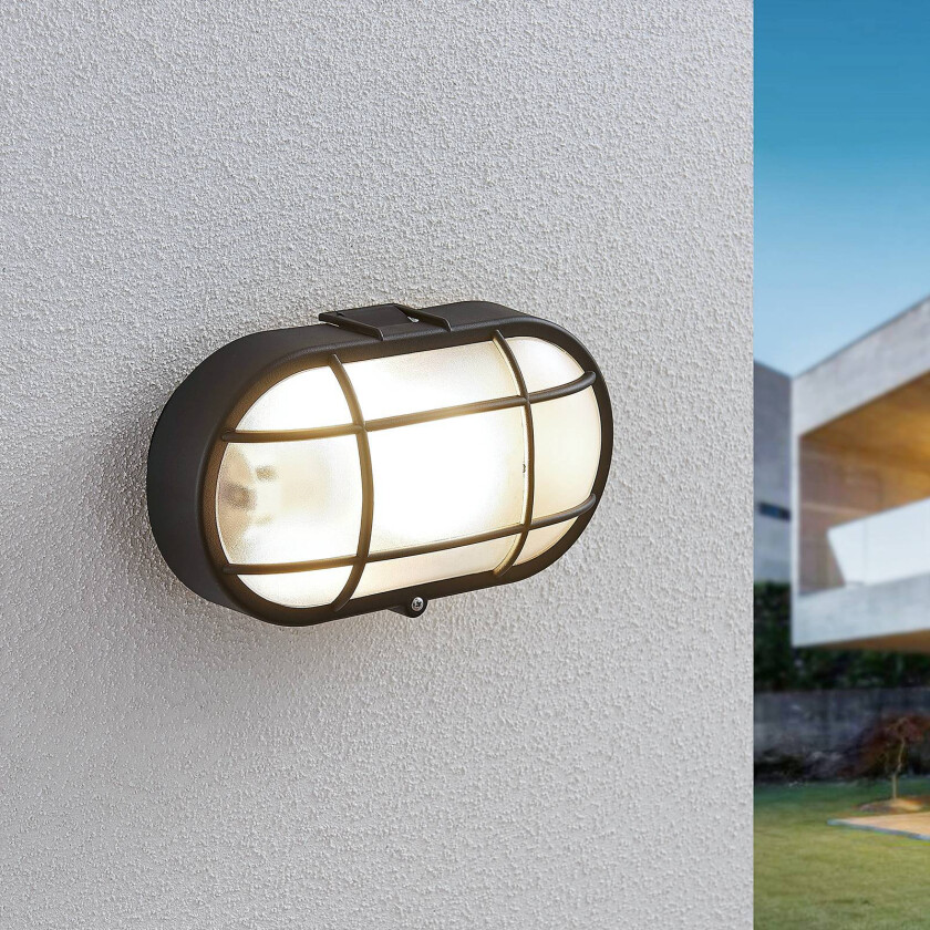 Utendørs vegglampe Alisha, oval, svart