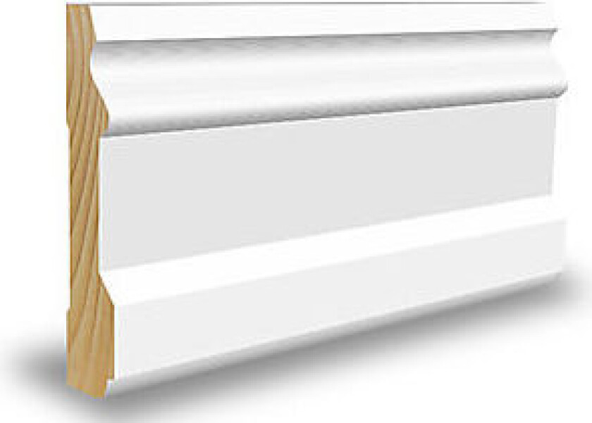 Karmlist furu profilert CW113 hvit bomull S0502-Y 15x95x4400 mm