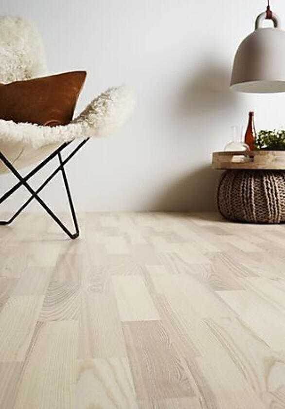 Parkett 3-stav ask hvit matt lakkert