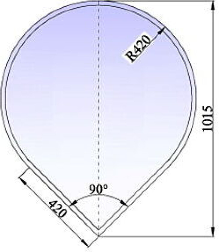 Gulvplate 840x1015x6mm sot gl faset 6 mm herdet glass sotet
