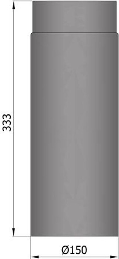 Røykrør ø150mm 330 mm sort