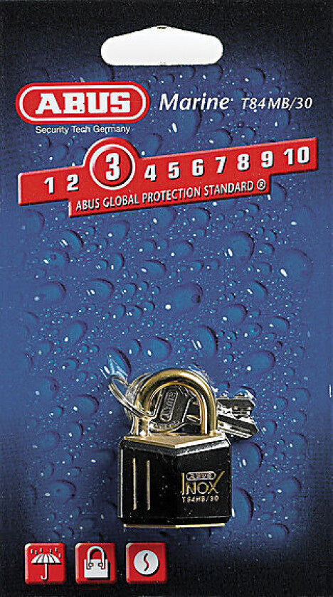 Hengelås t84mb/30c marine abus messinglås m/sort plast