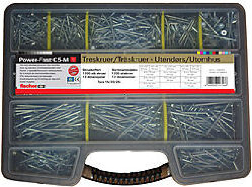 Treskrue koffert ute 13 dimensjoner C5-M FPF-ST bonus zink torx 1200 stk