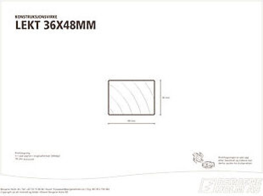 Justert lekte impregnert furu 36x48 mm