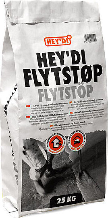 Hey`di flytstøp 25 kg utflytende støpemasse, inne og ute