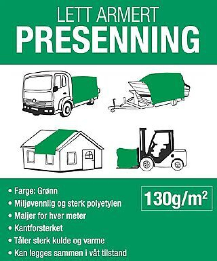 Presenning grønn 2x3m 130gr/m2