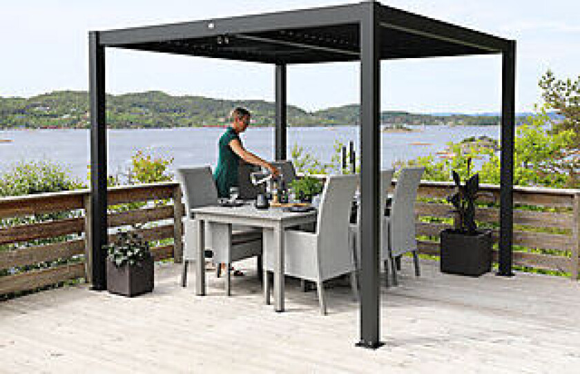 Pergola Stavern sort med tak 3x3 meter