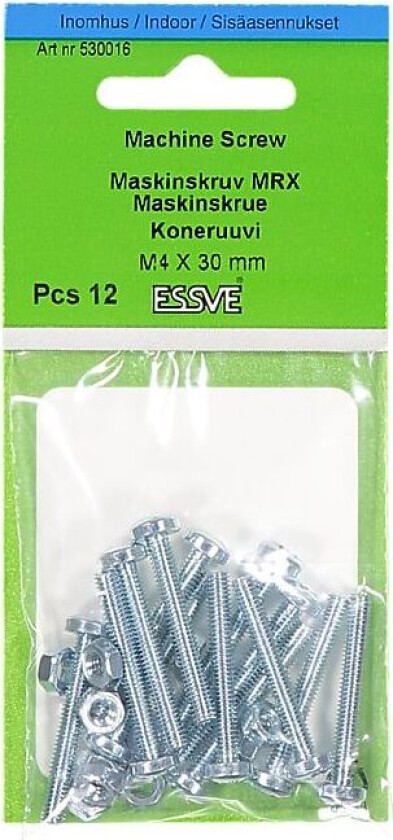 Maskinskrue mutter ph m4x30fzb -12 med mutter og panhode pz2