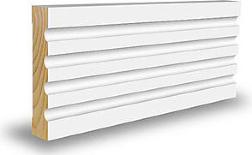 Karmlist furu profilert CW165 hvit bomull So0502-Y 15x70x4400 mm